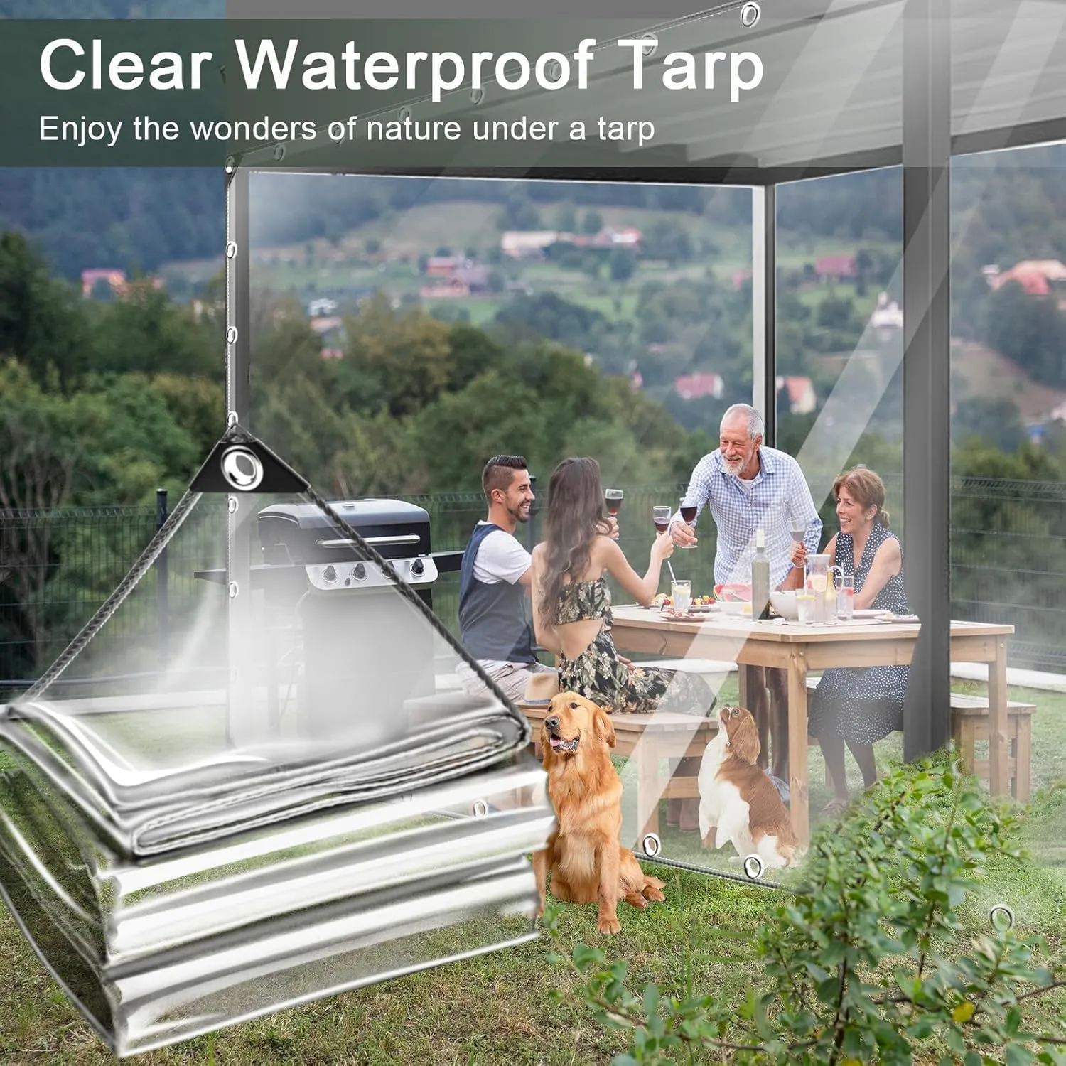 Clear Waterproof Tarp, PVC 11.8 Mil Tarpaulin with Grommets and Cable Tie, Duty Heavy Tear Resistant Cover for Camping, Plants Greenhouse, Cars, Patio and Pavilion (6' x 8')