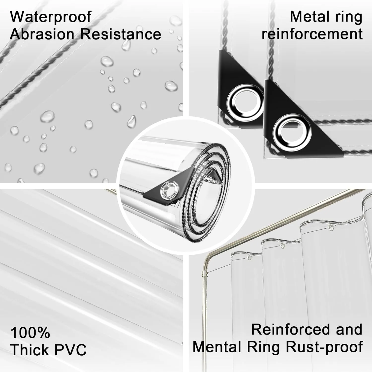 Clear Waterproof Tarp, PVC 11.8 Mil Tarpaulin with Grommets and Cable Tie, Duty Heavy Tear Resistant Cover for Camping, Plants Greenhouse, Cars, Patio and Pavilion (6' x 8')