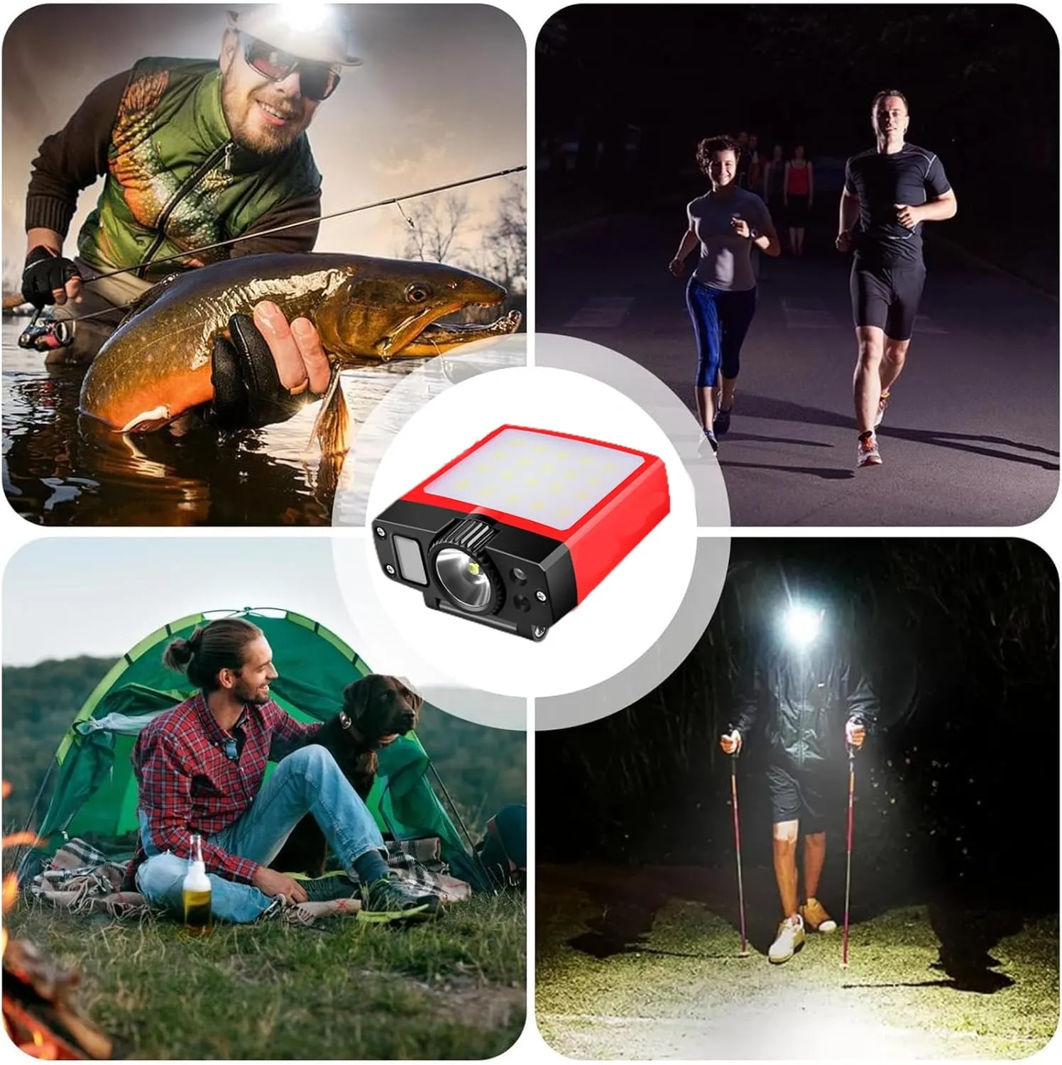 Clip-on Cap Light - with Motion Sensor, can be Charged in The Matching Magnetic Charging Box, 180° Wide Angle Adjustable (Charging Case*1、Floodlight*1 、Spotlight*1, 1)