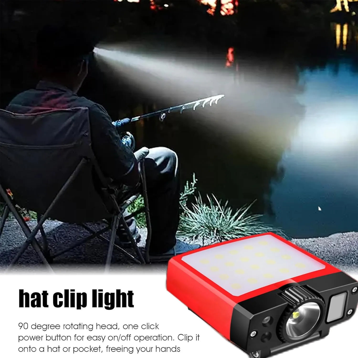 Clip-on Cap Light - with Motion Sensor, can be Charged in The Matching Magnetic Charging Box, 180° Wide Angle Adjustable (Charging Case*1、Floodlight*1 、Spotlight*1, 1)