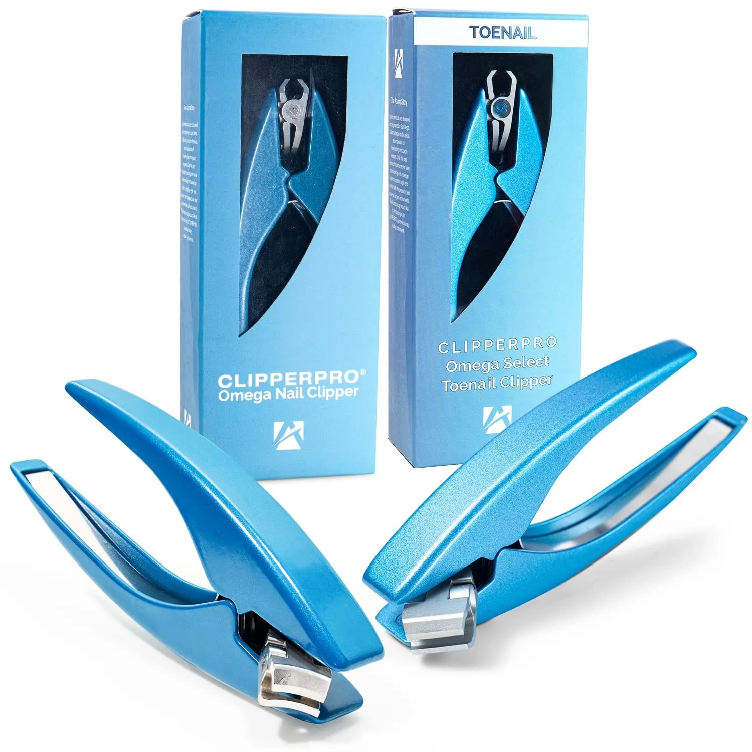 ClipperPro Omega Select Toenail & Select Fingernail Clippers Bundle - Fingernail & Toenail Clippers Set | Rotating Large Nail Clippers | Curved Finger Nail Clippers | Straight-Blade Toe Nail Cutter