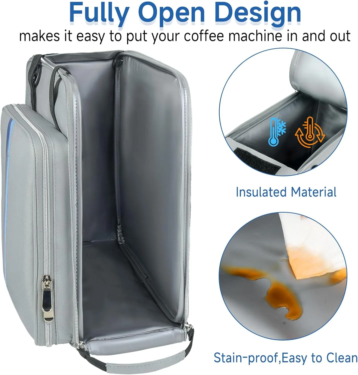 Coffee Maker Travel Bag Compatible with Keurig K-Slim/K-Express/K-Iced/Ninja PB051/PB041ST,Single Serve Coffee Brewer Carrying Case with Multiple Pockets for K-Cup Pods,Grey(Bag Only)