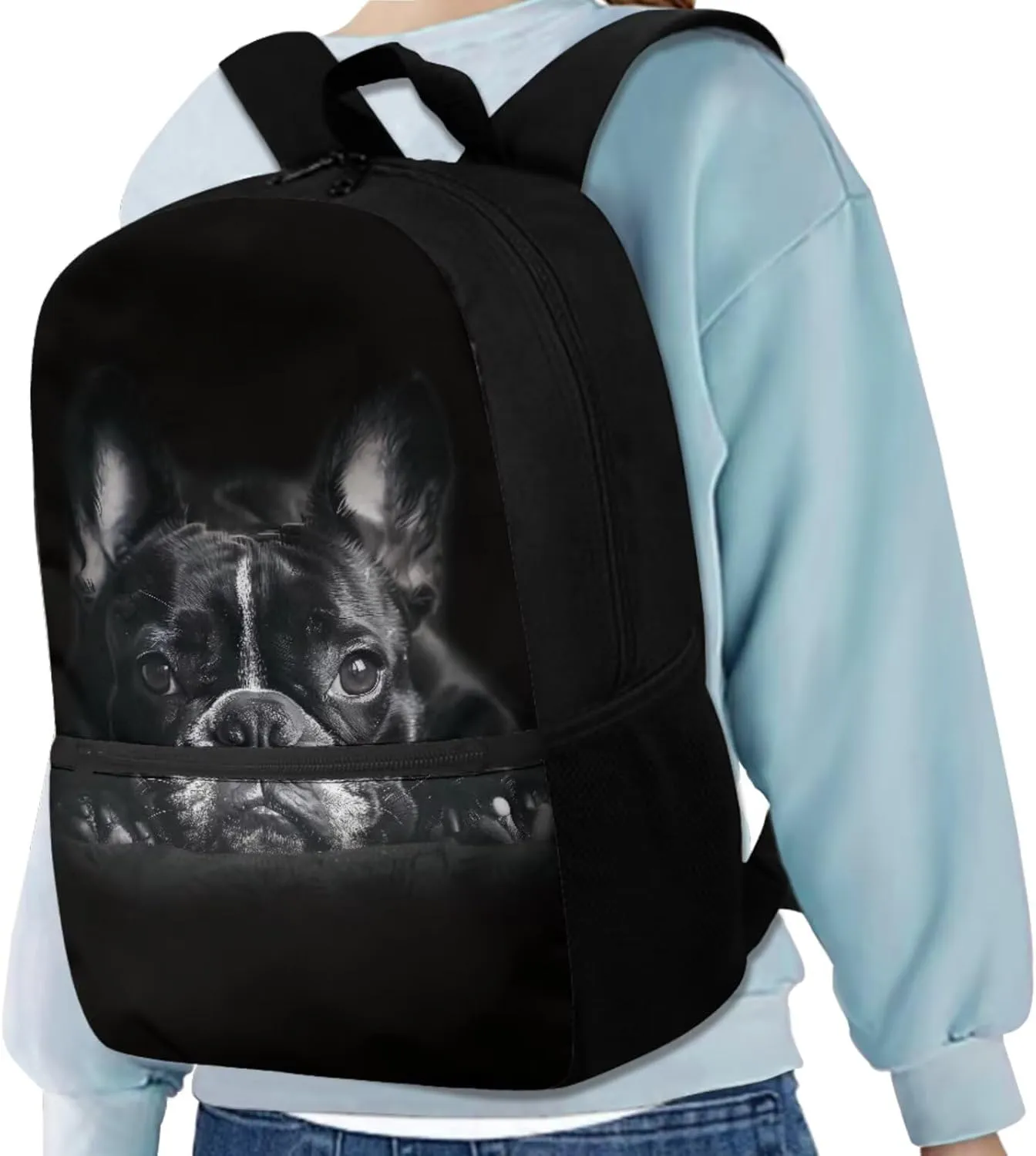 Coldinair Bulldog Backpack for Middle School Boys 4PCS Backpack Set for Teens Kids Children Student Bookbag Set with Lunch Box Water Bottle Holder Pencil Case Elementary School Kindergarten Backpack