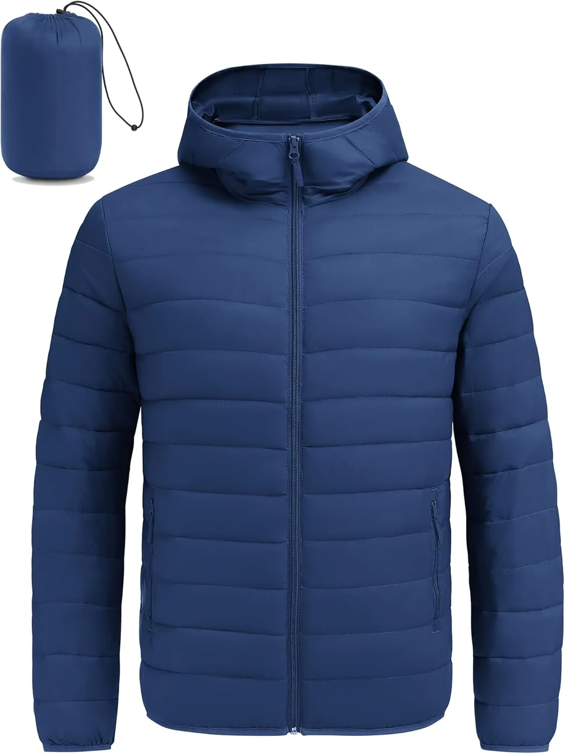COOFANDY Mens Packable Puffer Jacket Lightweight Hooded Insulated Winter Coat Windproof Zipper Down Jacket