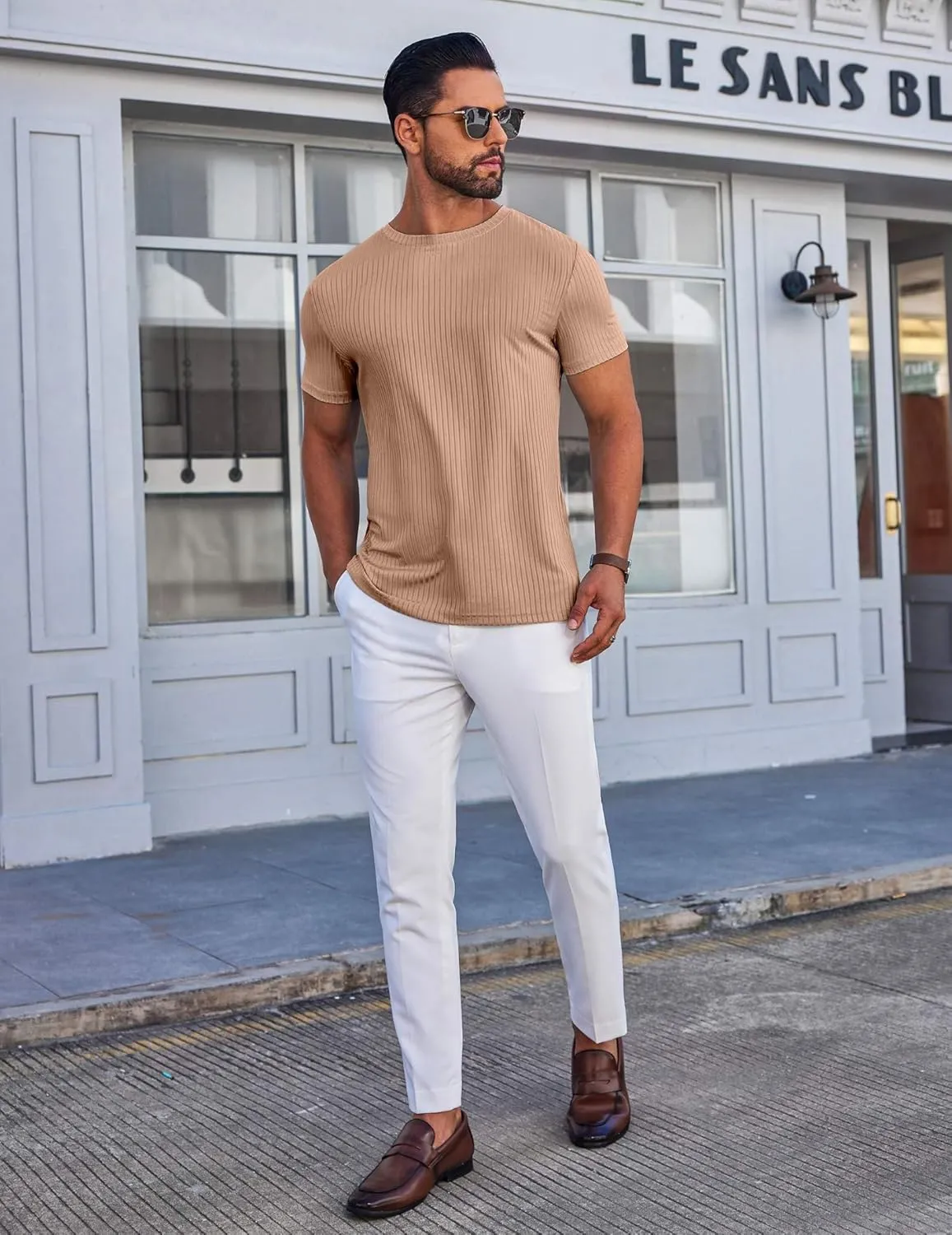 COOFANDY Mens T-Shirts Short Sleeve Plain Tshirts Casual Crew Neck Basic T Shirt Soft Cooling Fitted Stretch Tee Shirts