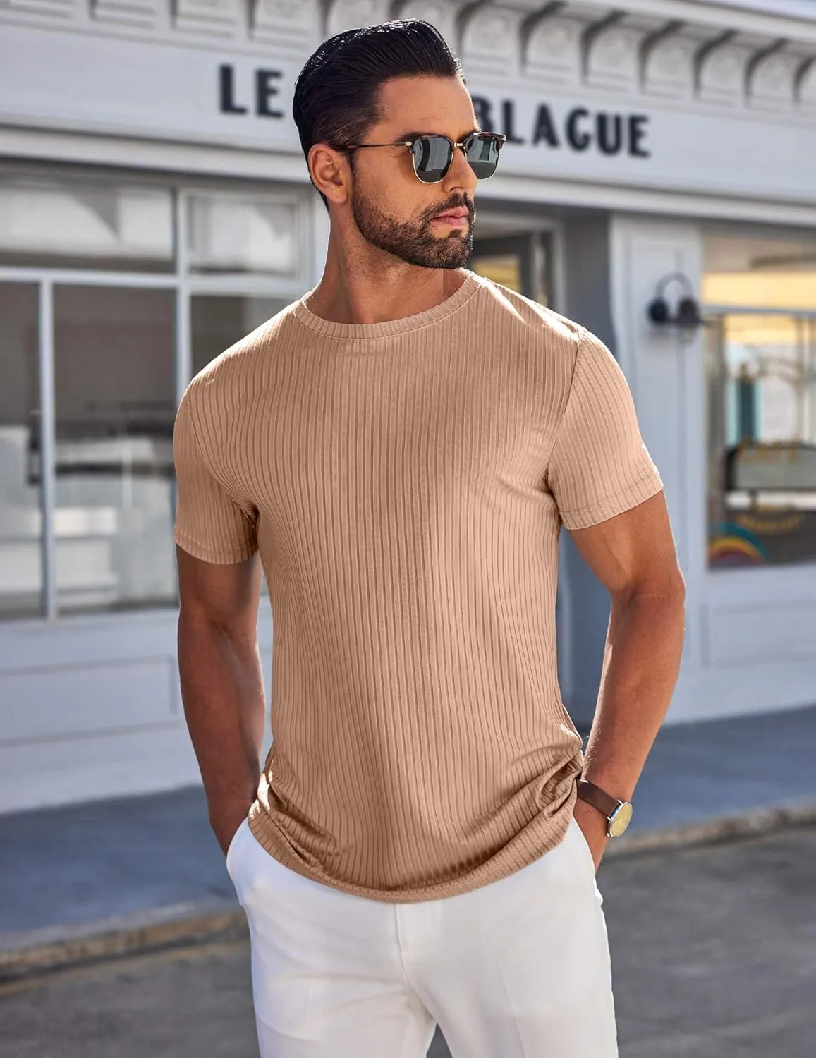 COOFANDY Mens T-Shirts Short Sleeve Plain Tshirts Casual Crew Neck Basic T Shirt Soft Cooling Fitted Stretch Tee Shirts