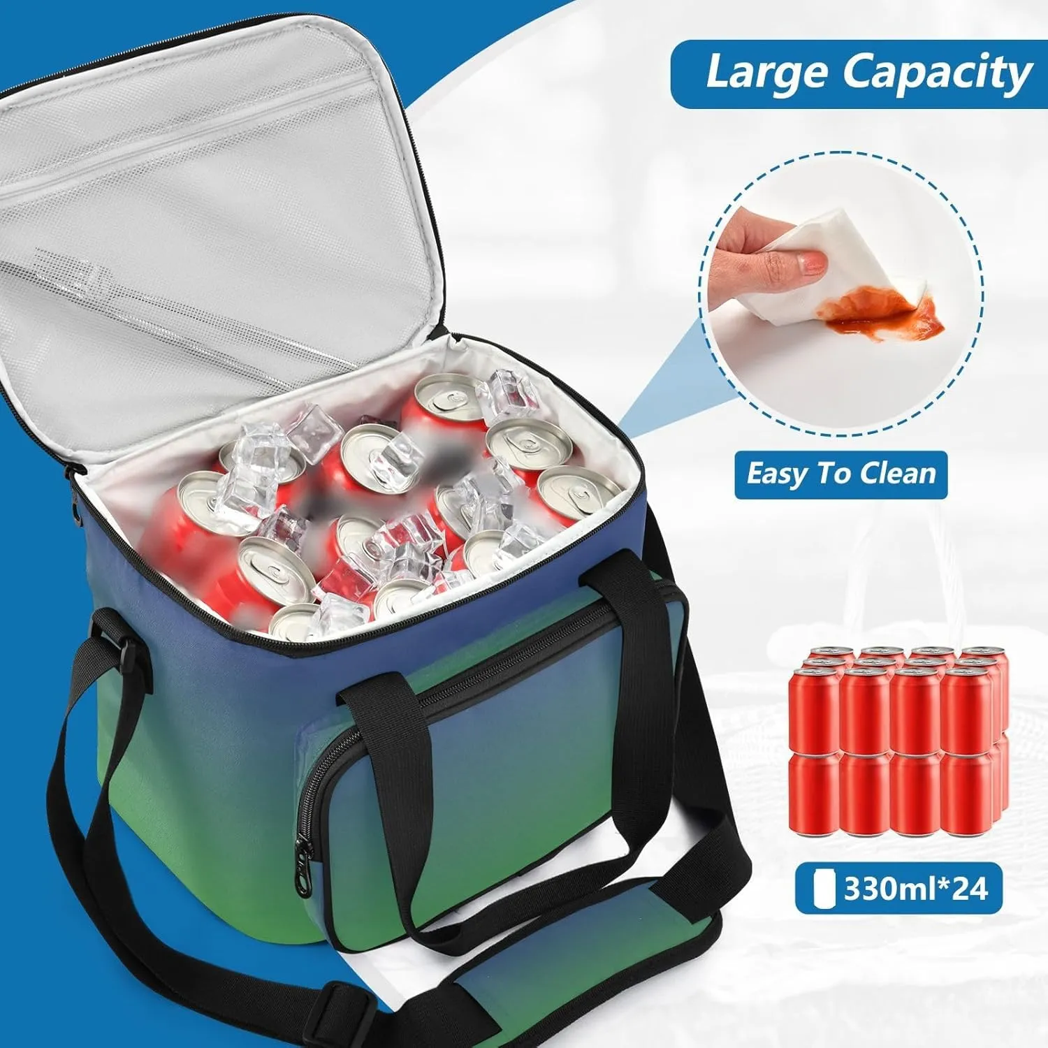 Cooler Bag Leakproof Travel Cooler Insulated 24 Cans Camping Coolers