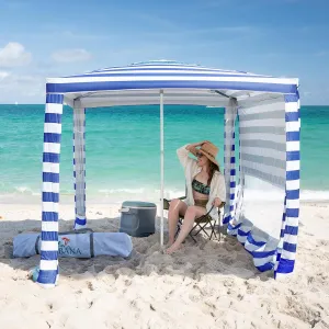 CROWN SHADES Beach Cabana 6.5 x 6.5, Cool Cabana Beach Tent Easy Pop Up - Beach Cabanas for Sand - UPF50  Protection with Sidewall and More Pockets, Navy Blue