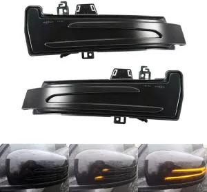 Csslyl Smoked Lens Side Mirror Sequential LED Turn Signal Light Assembly Kit Compatible with Mercedes Benz W204 W176 W212 W246 CLA A B C E S GLA GLK CLS Class