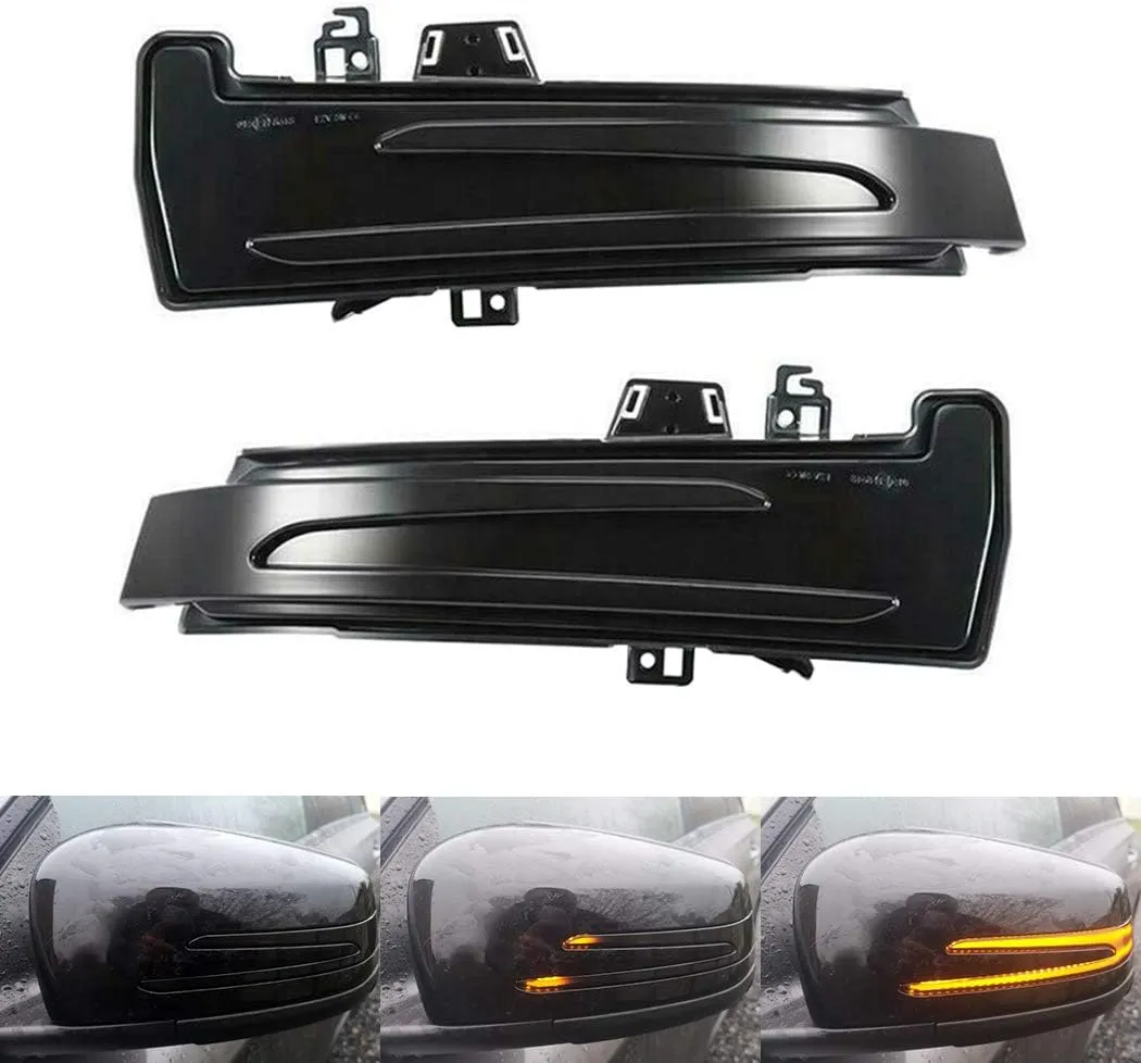 Csslyl Smoked Lens Side Mirror Sequential LED Turn Signal Light Assembly Kit Compatible with Mercedes Benz W204 W176 W212 W246 CLA A B C E S GLA GLK CLS Class