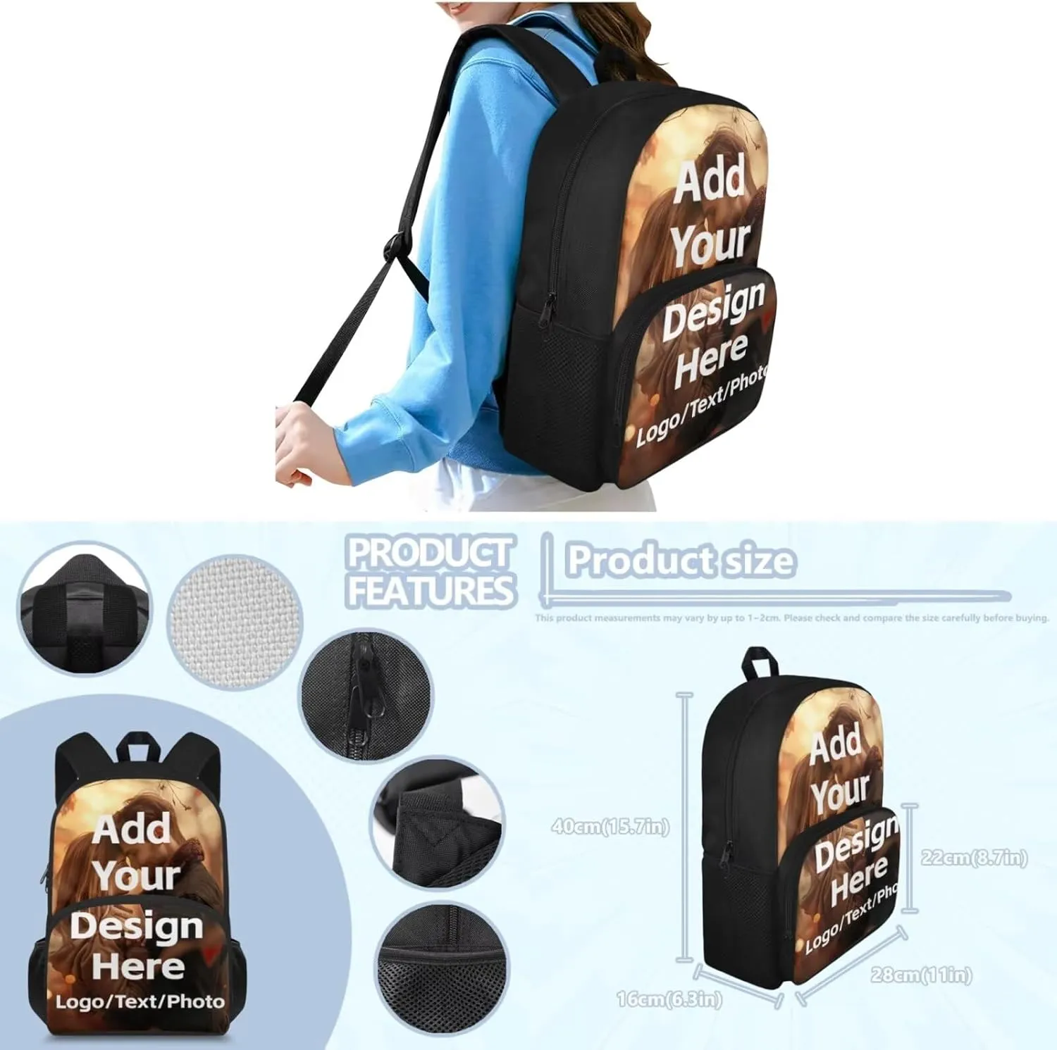 Customized Bookbags for 1Th Grade Girls Boys Backpack and Lunch Bag Set for Girls with Pencil Case Water Bottle Sleeve 4Pcs Set Bookbag for Students Going To School