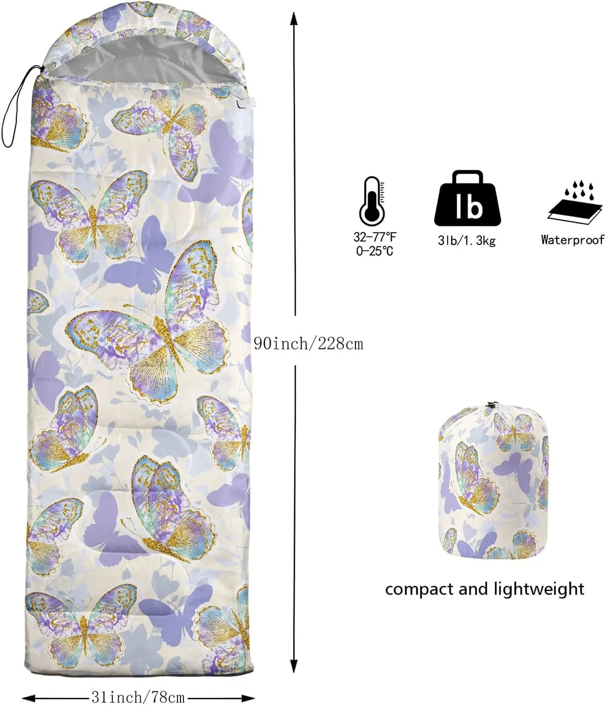 CVHOUSE Camping Sleeping Bags,3 Season Warm & Cool Weather,Lightweight,Waterproof Sleeping Bags for Adults & Kids,Traveling,and Outdoors,Camping Gear Equipment