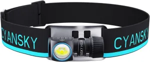CYANSKY HS3R Headlamp Rechargeable,with 1100 Lumens High Brightness,L-Shaped Flashlight with Red Light,Lightweigh,for Outdoor Sports, Industrial Work, Repair, and Camping (HS3R)
