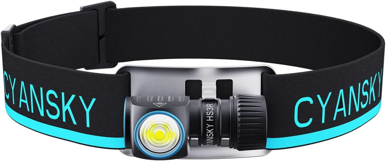 CYANSKY HS3R Headlamp Rechargeable,with 1100 Lumens High Brightness,L-Shaped Flashlight with Red Light,Lightweigh,for Outdoor Sports, Industrial Work, Repair, and Camping (HS3R)