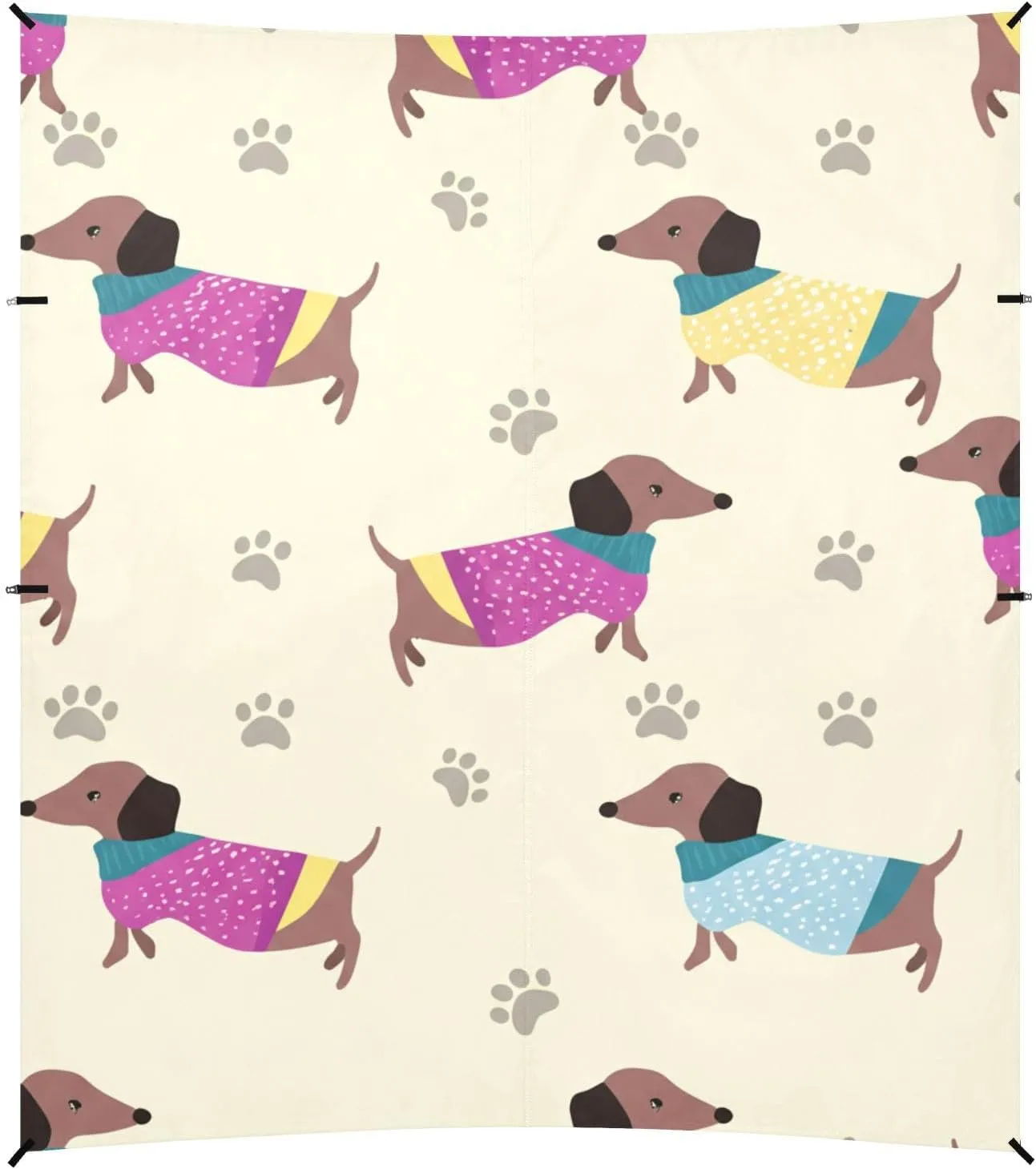 Dachshund Dogs Colorful Sweater Beach Canopy Tent 9.2 × 10.5 FT Outdoor Patio Shade Cute Kids Waterproof Camping Sun Shelter Yard with Poles Sand Anchor