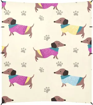 Dachshund Dogs Colorful Sweater Beach Canopy Tent 9.2 × 10.5 FT Outdoor Patio Shade Cute Kids Waterproof Camping Sun Shelter Yard with Poles Sand Anchor