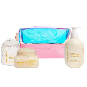 Daily Glow Kit Body Skin Care Set, Whipped Soap, Sugar Body Scrub, Hand Wash (Full Size, Vanilla)