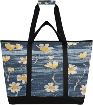 Daisy Reusable Insulated Lunchbox Cooler Bag, Leakproof Kitchen Grocery Bag Collapsible Portable Cooler Tote Bag for Picnic, Camping, Office, Travel