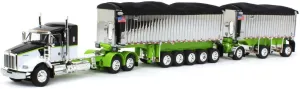 DCP 1/64 Lime/Chrome Kenworth T800 w/Chrome East Genesis II End Dump Trailers, by First Gear, 60-1573