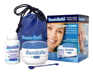 Denture / Retainer Cleaning Kit — Clean any Removable Dental Device with a Powerful Sonic Bath — Cleaner for Night & Mouth Guards, Aligners & More — Powerful Cleaning System