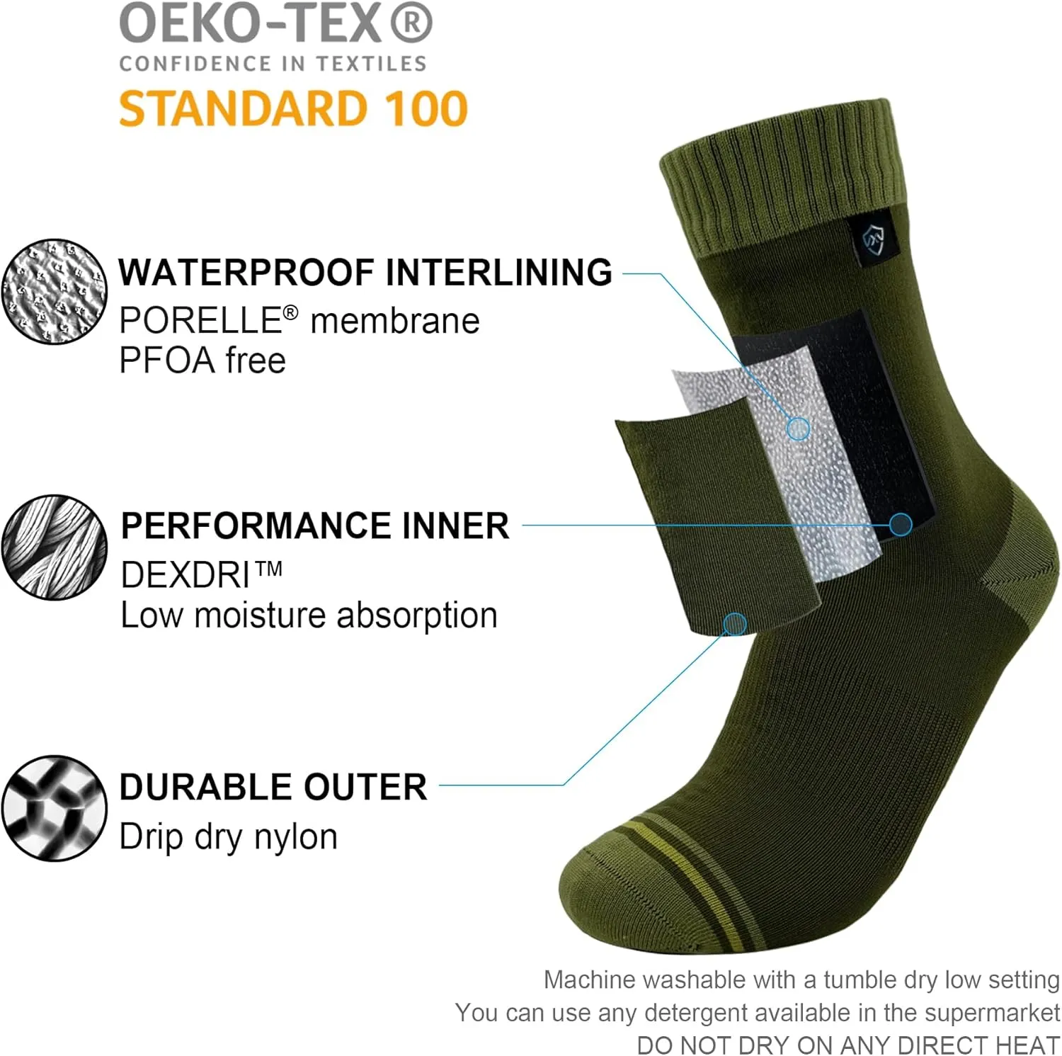 DexShell Waterproof Socks for Men & Women, Ultralite for Hiking Walking Outdoor Activities in Cold Wet Weather, Unisex Ankle