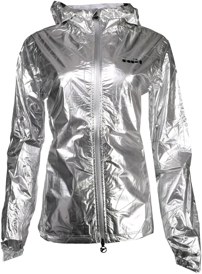 Diadora Womens Rain Lock Jacket Running Athletic Outerwear Pockets - Silver - Size M