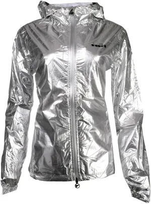 Diadora Womens Rain Lock Jacket Running Athletic Outerwear Pockets - Silver - Size M