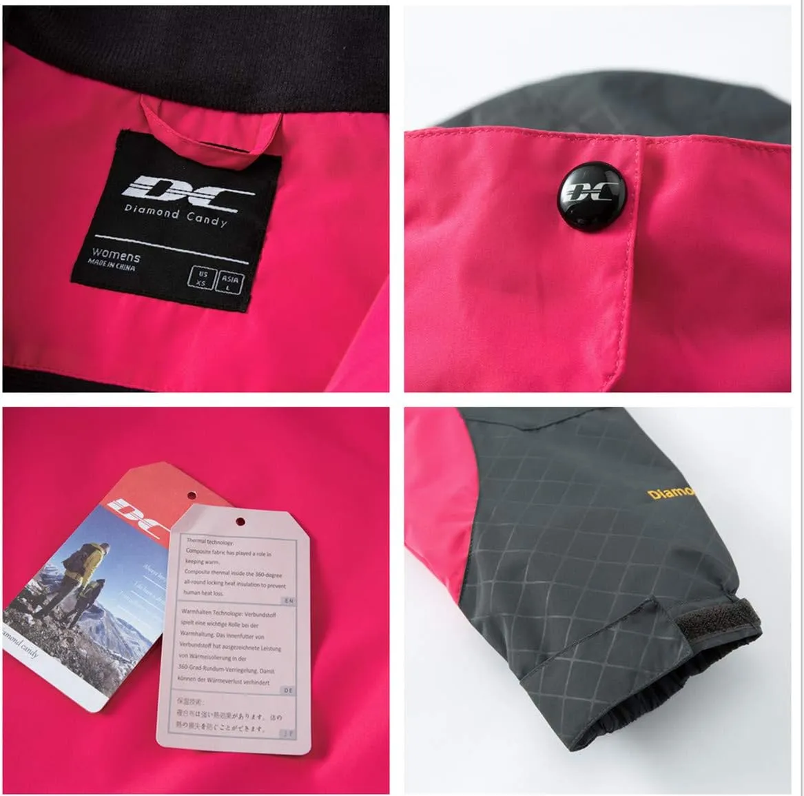 Diamond Candy Women's Waterproof Rain Jacket with Hood Lightweight Outdoors Raincoat