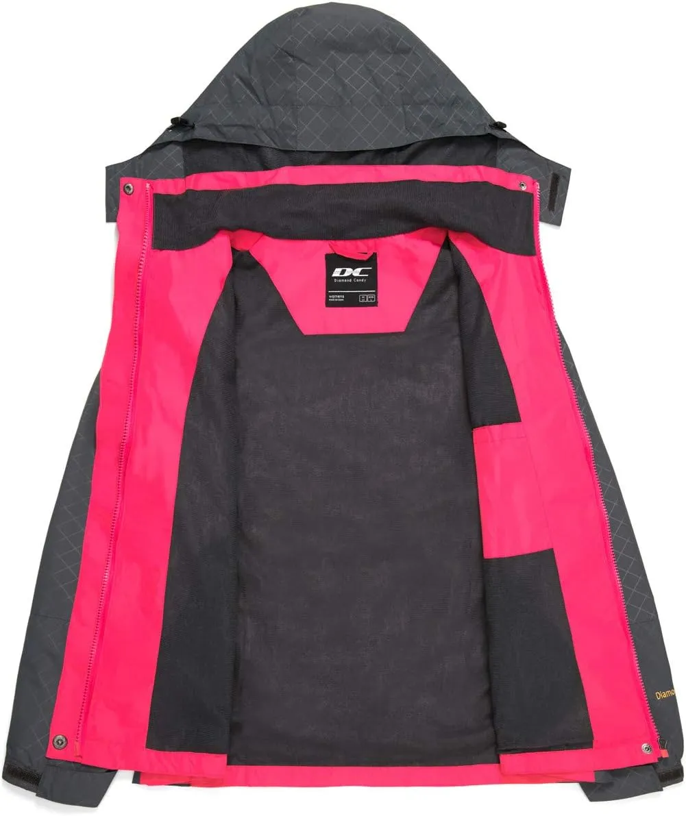 Diamond Candy Women's Waterproof Rain Jacket with Hood Lightweight Outdoors Raincoat