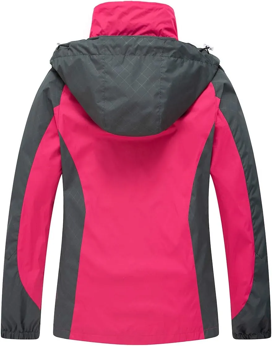 Diamond Candy Women's Waterproof Rain Jacket with Hood Lightweight Outdoors Raincoat