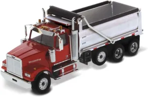 Diecast Masters Western Star 4900 SFFA with Lift Axle Silver Plated Dump | Real Dump Truck Specifications | 1:50 Scale Model Semi Trucks | Diecast Model 71067