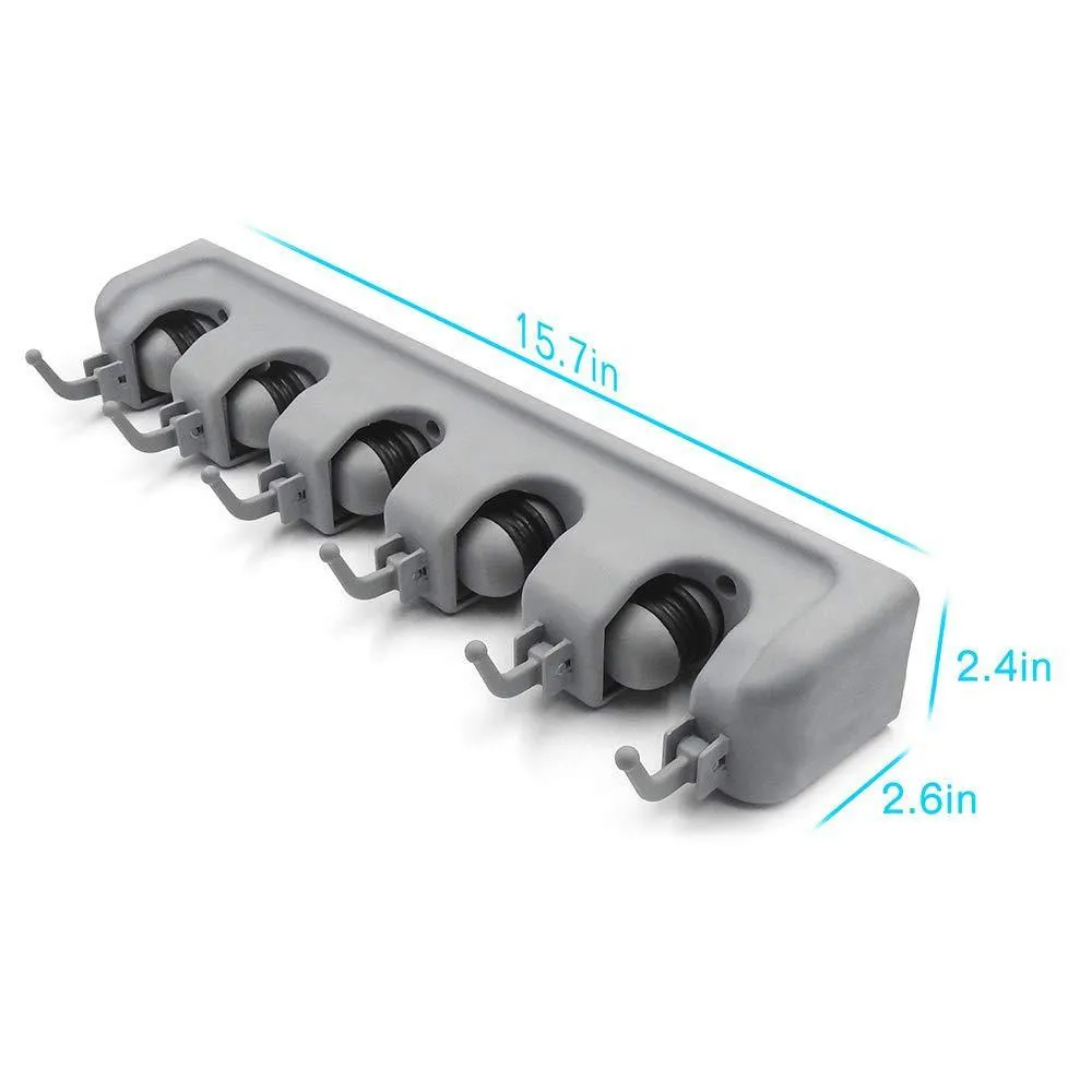 Digital Ant Mop and Broom Holder, Wall Mounted Garden Tool Storage Tool Rack Storage & Organization, Storage Hooks for Home, Closet, Garage, Garden, Shed and etc. (5 Positions with 6 Hooks)
