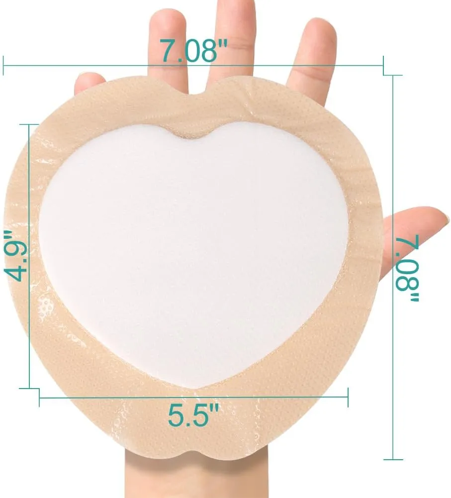 Dimora Wound Dressing Sacrum Foam Bandages Silicone Adhesive Border 7"x7" Waterproof Sacral Pads Absorbent Breathable Bed Sore Pressure Dressing