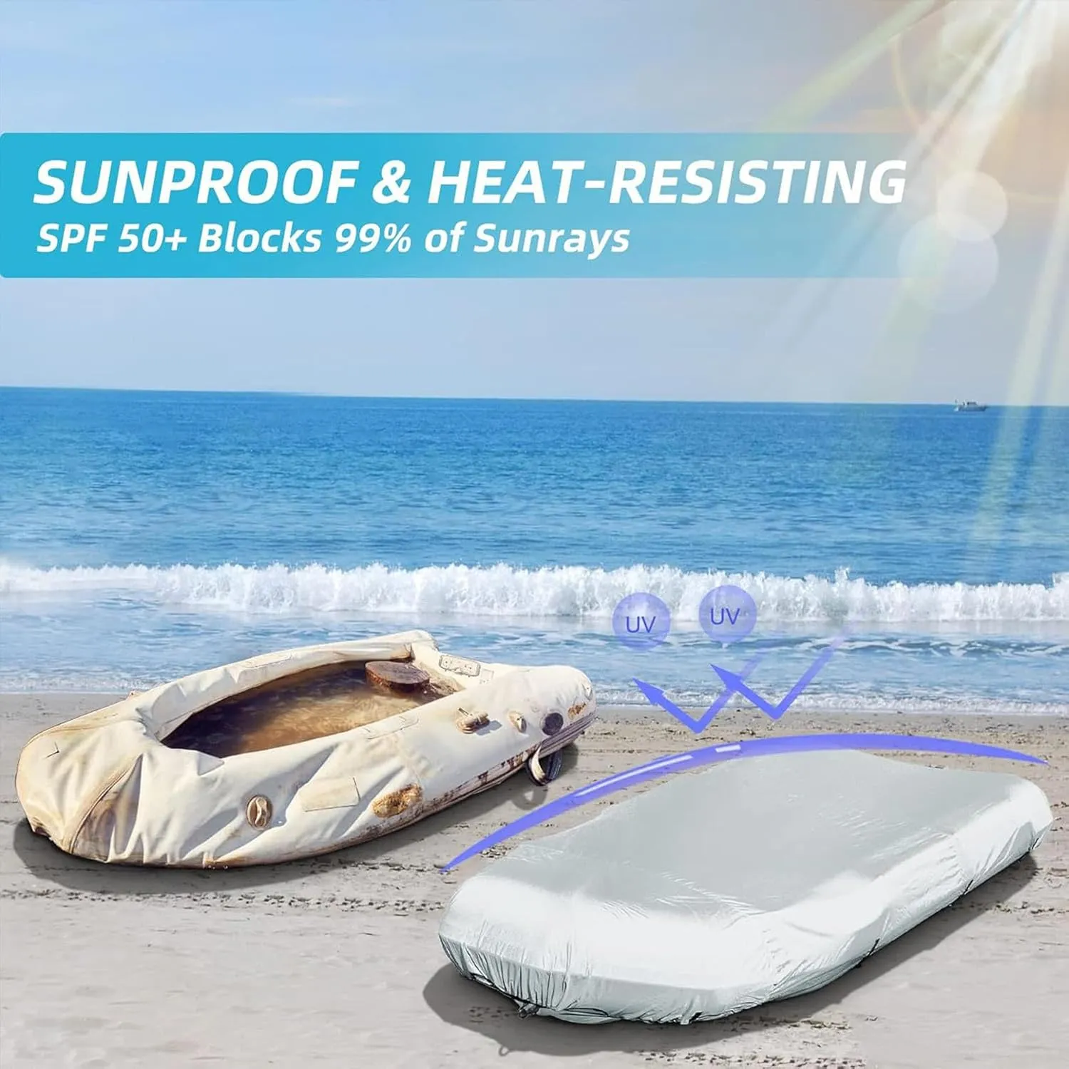 Dinghy Boat Cover 7 Sizes Boats Covers Waterproof Anti-UV Boat Tarp for Small Inflatable and Rigid Inflatable Boats,420 * 210 * 46cm
