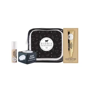 Dionis Goat Milk Vanilla Bean 3-Piece Lip Care Kit, Travel Bag Included – Sugar Polish, Goat-Butter Overnight Mask & Scented Jumbo Lip-Balm - Moisturizing Clean Beauty, Cruelty-Free, Made in USA