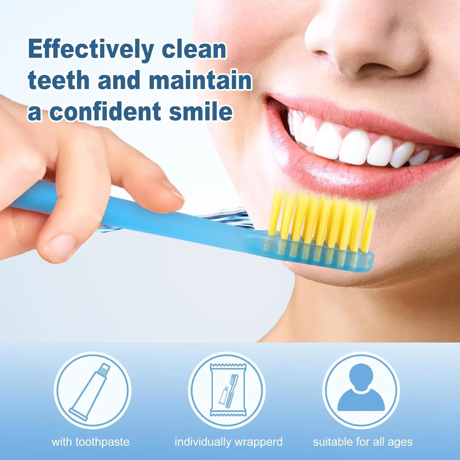 Disposable Toothbrushes with Toothpaste Individually Wrapped,Bulk Toothbrush 2 Colors and Toothpaste Bulk 10 gram,Bulk Hygiene Kits for Homeless,Air Bnb/Hotel/Charity (50)