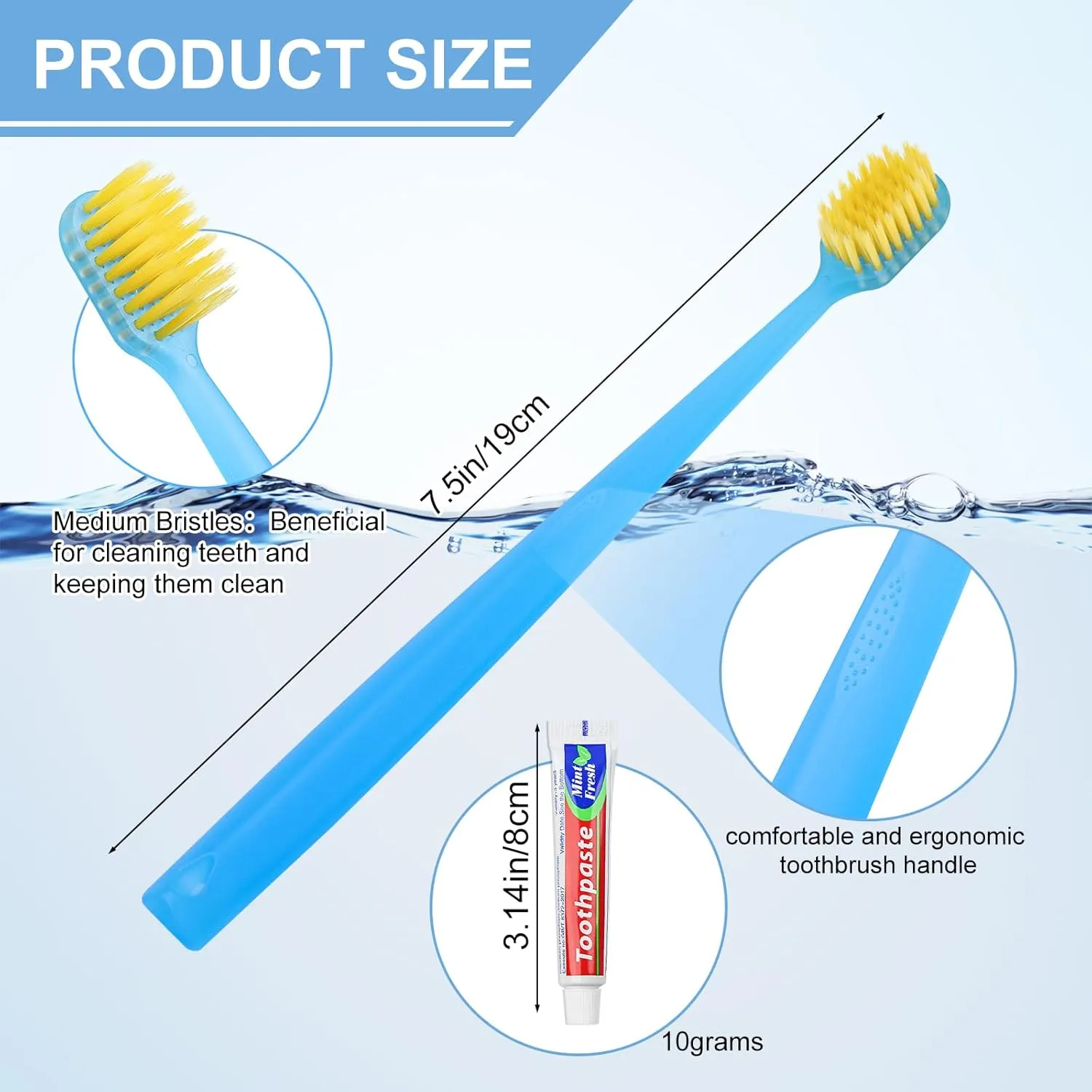 Disposable Toothbrushes with Toothpaste Individually Wrapped,Bulk Toothbrush 2 Colors and Toothpaste Bulk 10 gram,Bulk Hygiene Kits for Homeless,Air Bnb/Hotel/Charity (50)
