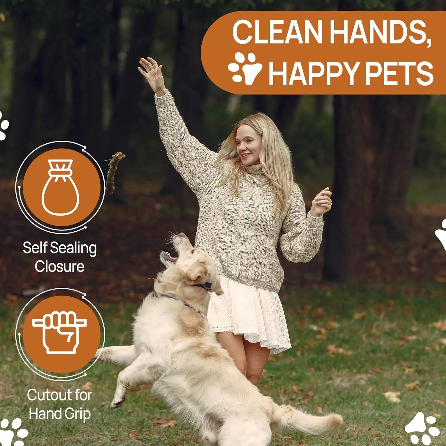 Dispoz-A-Scoop Scoop-Seal- 250 Bags Dispose Dog Pooper Scooper with Bag Attachment No-Touch Pooper Scoopers Solution Portable Pooper Scooper for Dog Poop Scooper for Yard Walk