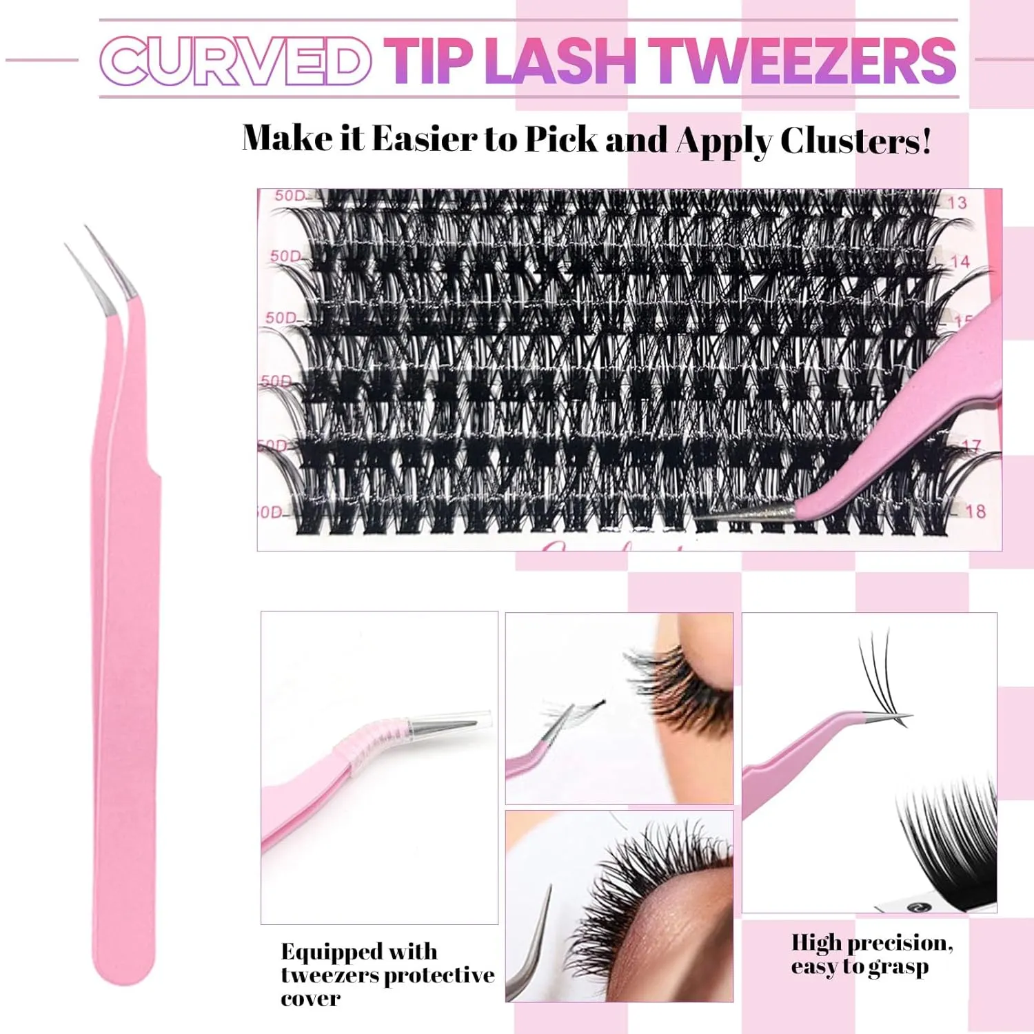 DIY Lash Extension Kit 720pcs Individual Lashes Clusters D Curl Eyelash Extension Kit with Lash Bond and Seal, Eyelash Remover Tweezers Brush(10-18mm,30D 40D 50D 60D) Lash Books DIY at Home