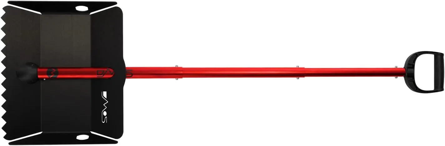 DMOS Stealth XL Shovel Red - Strong, Stowable, High-Performance Snow Shovel, Perfect for Car/Truck, Survival, Camping, Off-Road, Emergency, and Other Outdoor Activities
