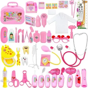 Doctor Kit for Kids 48 Pieces Toy Doctor Kit Pretend Dentist Medical Toy Kids Doctor Kit with Electronic Stethoscope for Girls, School Classroom and Doctor Roleplay Dress-UP