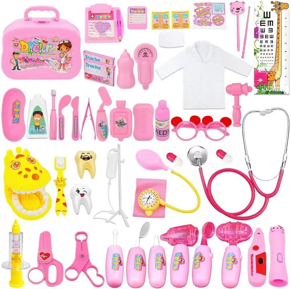 Doctor Kit for Kids 48 Pieces Toy Doctor Kit Pretend Dentist Medical Toy Kids Doctor Kit with Electronic Stethoscope for Girls, School Classroom and Doctor Roleplay Dress-UP