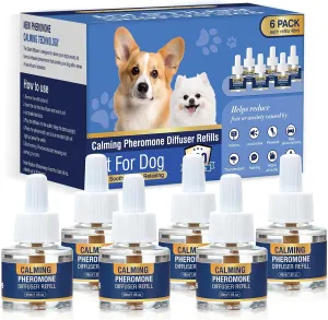 Dog Calming Diffuser Refills Pheromone Appeasing Pet Pheromones Refill to Calm for Anxiety Relief Reduce Aggression Stress Fighting Barking Fit All Common Diffusers Plug in Days (Tasteless)