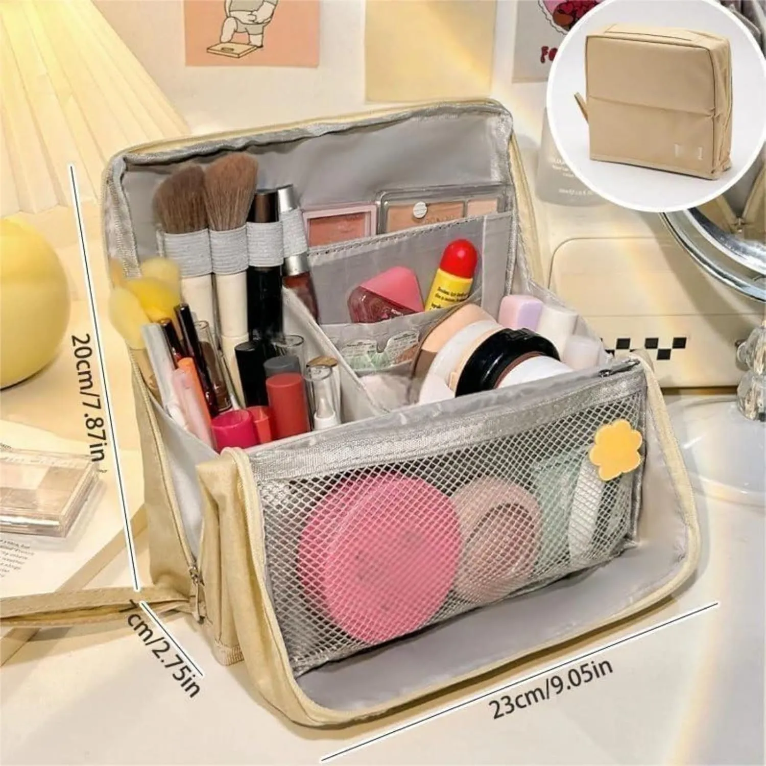 Doresty Makeup Bag, Doresty Standing Makeup Bag – Portable, Large Capacity, Multi-purpose Large Capacity Standing Makeup bag, Toiletry Bags with Compartments (blue)