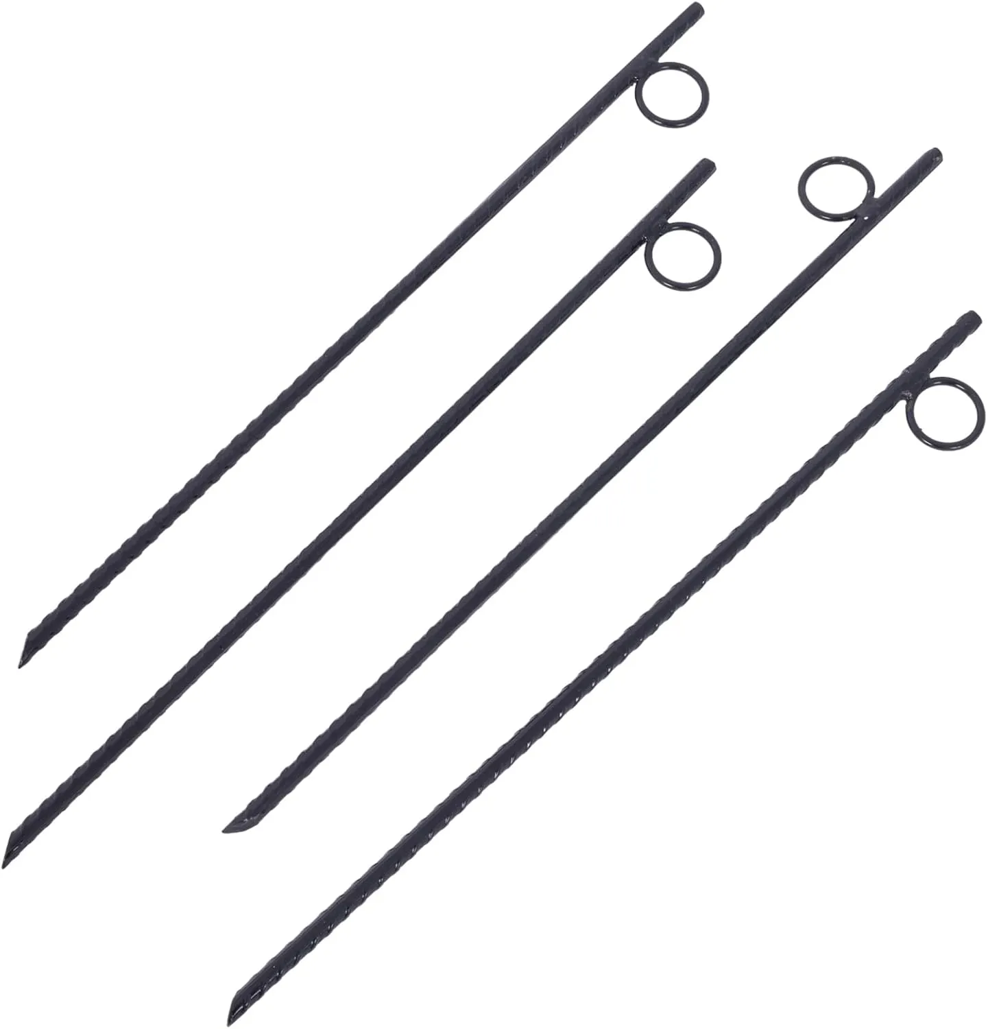 Durable Heavy Duty Rebar Stakes for Canopies and Tents, 3/8" Diameter, 18" Length, 4-Pack, Black