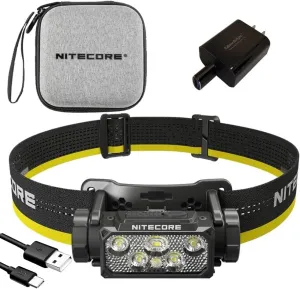 EdisonBright Nitecore HC60 UHE 1600 Lumen USB-C Rechargeable Headlamp with White and Red Beams with EBR Charging Cable