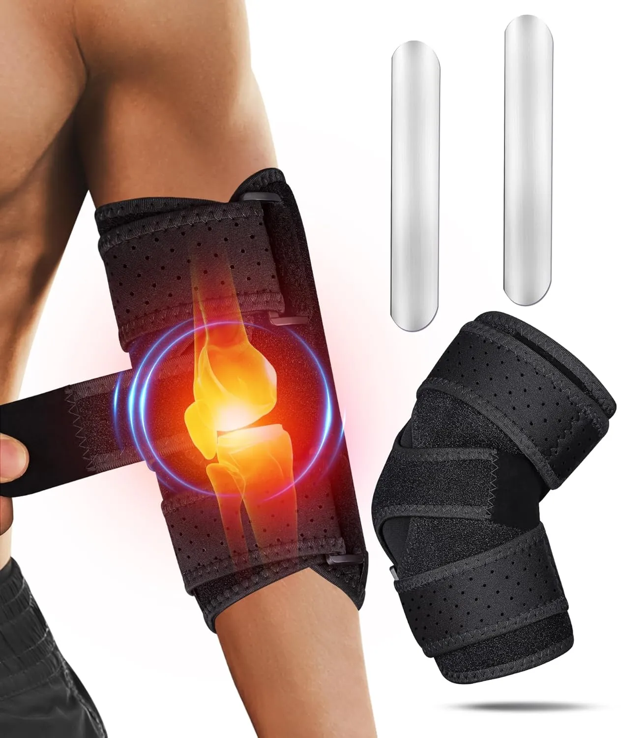 Elbow Brace for Cubital Tunnel, Ulnar Nerve Entrapment brace, Adjustable Elbow Splint for Sleeping, Tendonitis, Tennis Elbow, Comfortable Stabilizer Support for Women and Men Fit Most