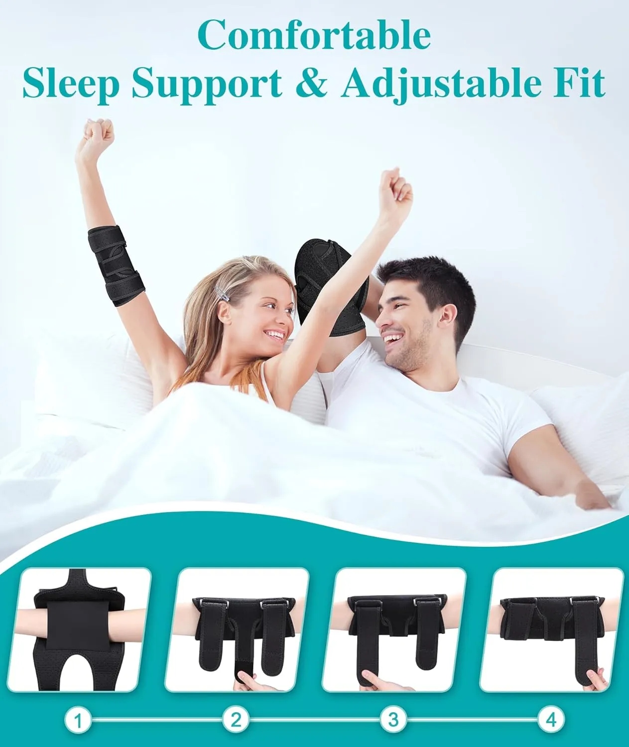 Elbow Brace for Cubital Tunnel, Ulnar Nerve Entrapment brace, Adjustable Elbow Splint for Sleeping, Tendonitis, Tennis Elbow, Comfortable Stabilizer Support for Women and Men Fit Most