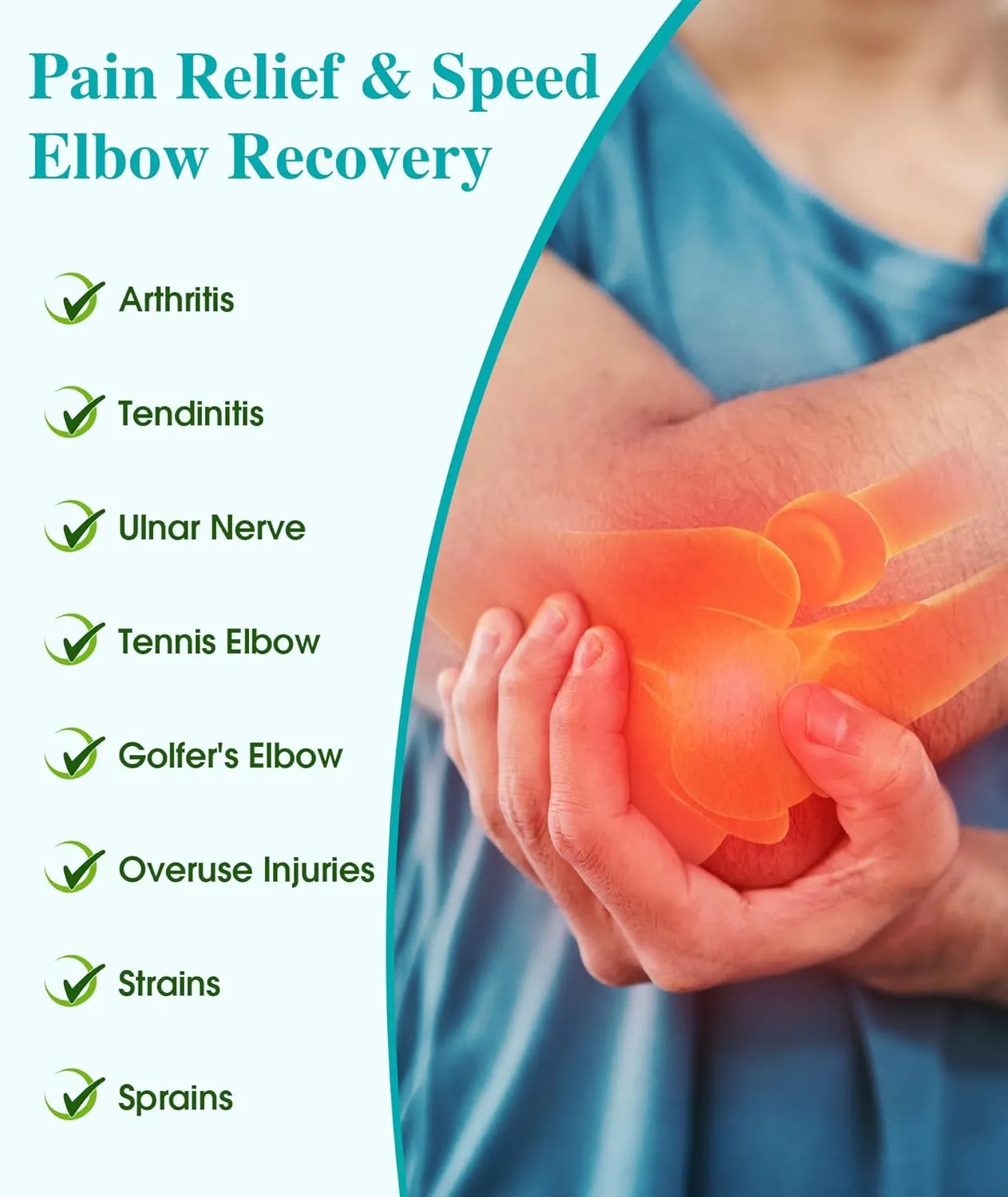 Elbow Brace for Cubital Tunnel, Ulnar Nerve Entrapment brace, Adjustable Elbow Splint for Sleeping, Tendonitis, Tennis Elbow, Comfortable Stabilizer Support for Women and Men Fit Most