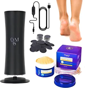 Electric Callus Remover for Feet with Moisturizing Cream – USB Rechargeable Foot File – Includes Hydrating Hand & Foot Lotion – Available in Two Colors – Professional Pedicure Tools (Black)